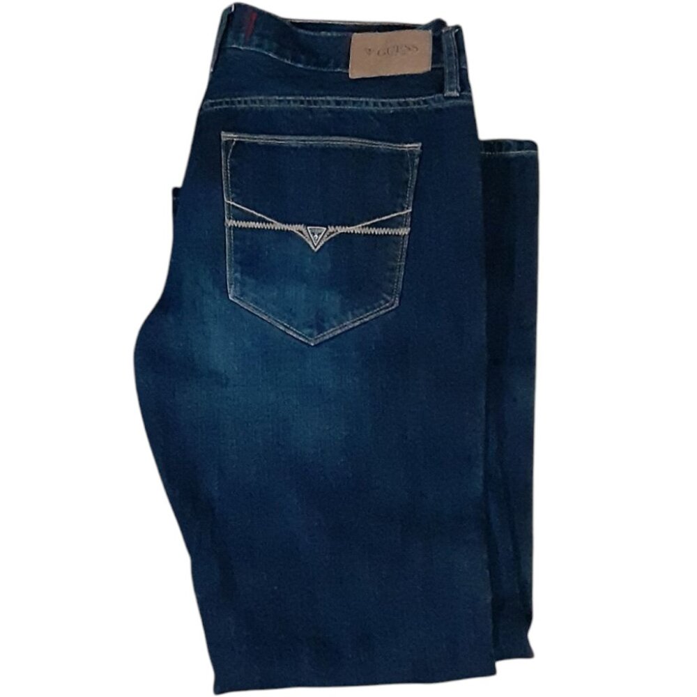 Guess Marchus Fit Relaxed Boot Jeans Mens Size 38 x32 (Actual) Dark Wash